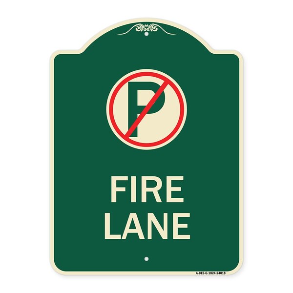 Fire Lane No Parking Symbol Heavy-Gauge Aluminum Architectural Sign, 24" x 18", G-1824-24018